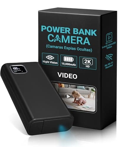 Zygnatek 2K HD Small Security Camera with Motion Detector, Power Bank with Night Vision Gravity Sensor, Loop Recording, 10,000mAh for Home Mini Camera with 64G SD Card, No App Required, No Audio