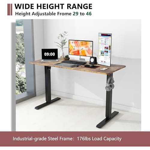 Win Up Time Standing Desk Adjustable Height Desk- Whole Piece Desktop Electric Desk, Stand Up for Home Office Computer Storage Bag, Rustic Brown, 55 Inch 5