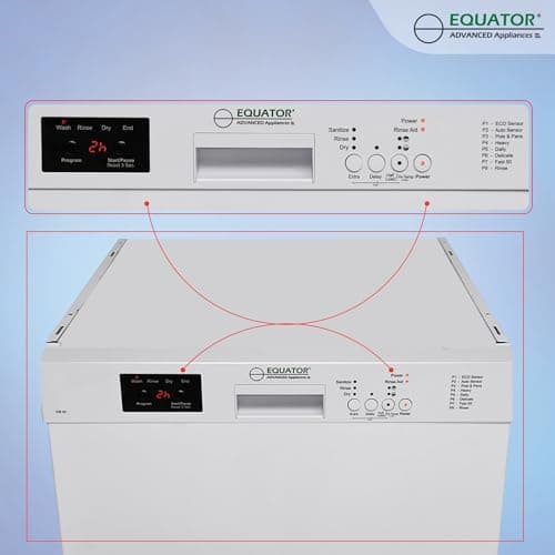 Equator24" Built in Dishwasher 14 Place Setting Wine Rack 8 Wash FAST 50 Delay1/2Load 110V E-Star ADA in White 8