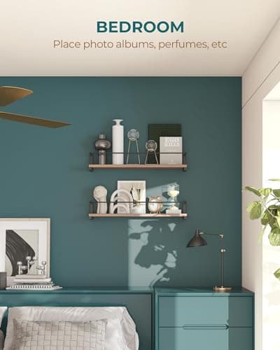 OROPY Spice Rack Wall Mounted, Rustic Wood Hanging Rack for Over The Stove, Kitchen Wall, 2 Pack 7