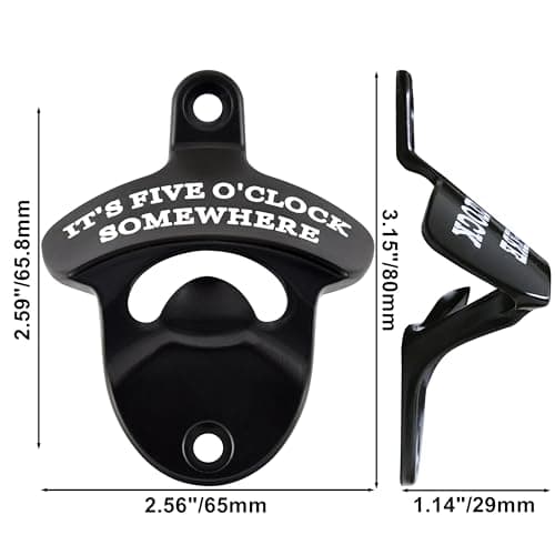 HAIICEN Stainless Wall Mounted Bottle Opener Black White, FIVE O'CLOCK SOMEWHERE Mountable Beer Bottle Opener for Table Men Women Gift (Pack of 3) 5