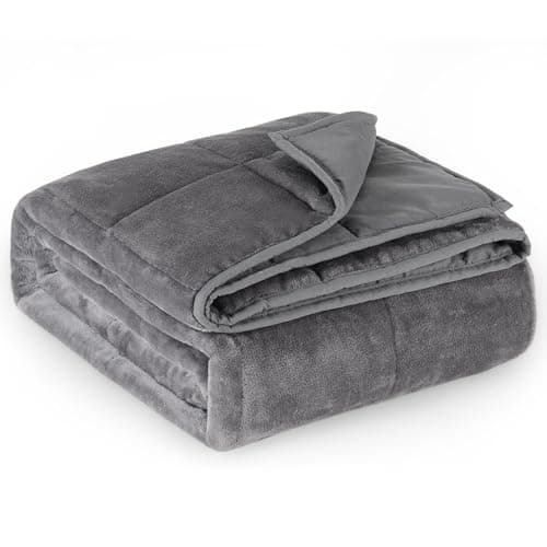 Uttermara Weighted Blanket Twin Size for Adults, Cooling and Warm Heavy Blanket with Warm Flannel and Cold Brushed Fabric to Help with Better Sleep for All Seasons, 48" x 72" 12lbs Dark Grey
