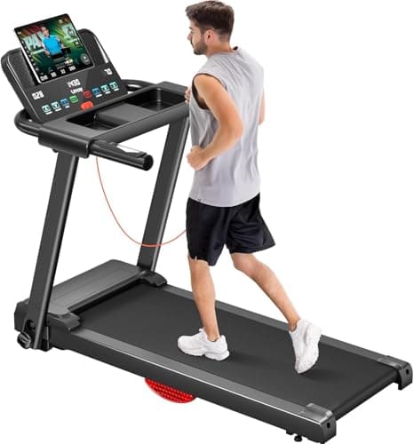 UMAY Fitness Treadmill with 3-Level Incline, Treadmills for Home Auto Folding with Pulse Sensors, 300 LBS Capacity, 3.0HP Quiet Brushless, Max 8.7 MPH