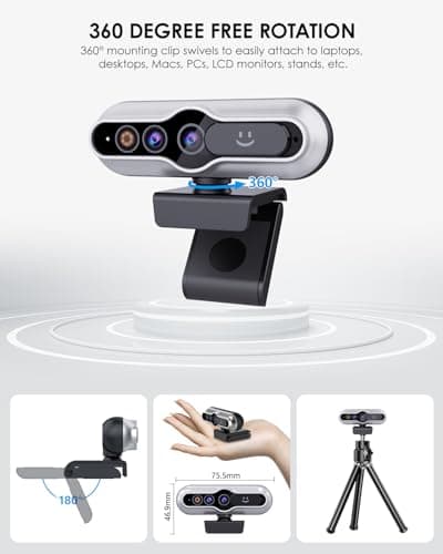 2K HD Webcam with Infrared Windows Hello Facial Recognition, Computer Camera, Privacy Cover, Noise Canceling Microphones, Laptop Webcam For Video Conferencing, Live, Streaming, Online Learning 6