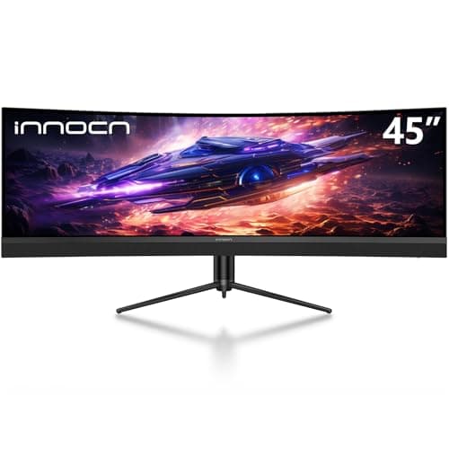 INNOCN 45C1R 45 Inch 5120 x 1440p Ultrawide Curved Gaming Monitor, R1500, HDR400, USB Type-C 90W Power Delivery, PIP/PBP, Built-in Speaker, Height Adjustable, Black