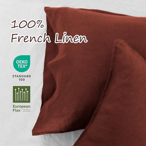 Linen World French Linen Pillow Case Set of 2,Moisture-Absorbing Pillow Shams,Queen Size (20''x30''),Red Pear 7