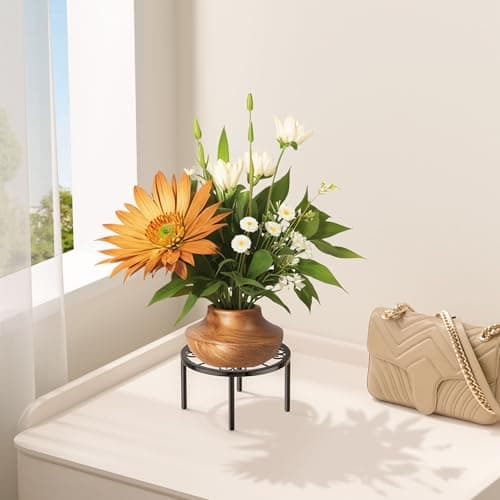 6.7 IN Plant Stand 1 PIC Metal Flower Pot Holders Indoor Tall 3.5'' Plant Rack Plant Riser Plant Shelf Accessories For Living Room Balcony Round Black 5