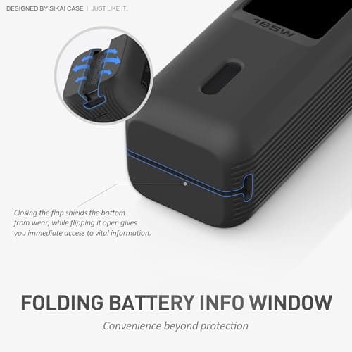 Silicone Case for Anker Laptop Power Bank (25,000mAh 165W) 1/4" Nut Hole,SD/SIM Card Storage, Display Protection&Dustproof, Travel Protective Cover Compatible with Anker Power Bank 165W/ A1695 (Black) 5