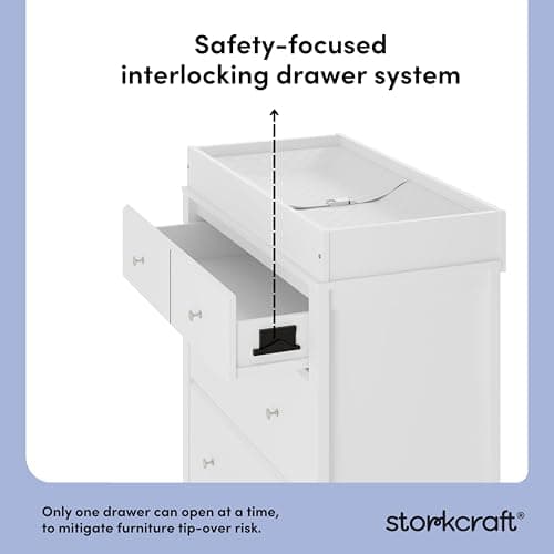 Storkcraft Horizon 3 Drawer Chest with Changing Topper (White) – GREENGUARD Gold Certified, Includes Removable Changing Table Topper, Chest of Drawers for Nursery & Kids Bedroom 8