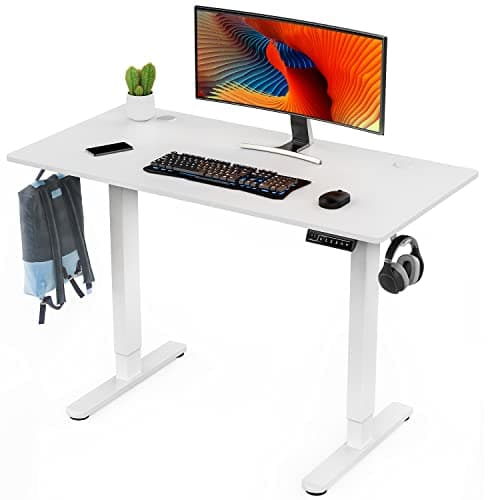 Sweetcrispy Electric Standing Desk, 40 x 24in Adjustable Height Electric Stand up Desk Standing Computer Desk Home Office Desk Ergonomic Workstation with 3 Memory Controller, White