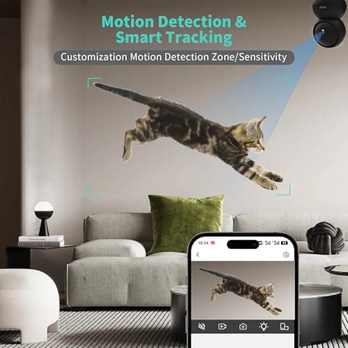 Alaga Indoor Security Camera Black, 5G and 2.4G WiFi, 3K, 360° Pan and Tilt, Human, Pet, Motion AI, Night Vision, Speaker, Compatible with Alexa and Google Assistant, with 64G TF Card 7