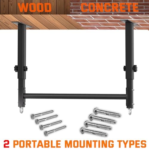 HWOOUSA 48" Ceiling Mount Pull Up Bar, Heavy Duty Multi-Grip Rafter Chin Up Bar for Garage/Basement/Backyard Ceiling Beam, Adjustable Height&Supports to 650 Lbs 6