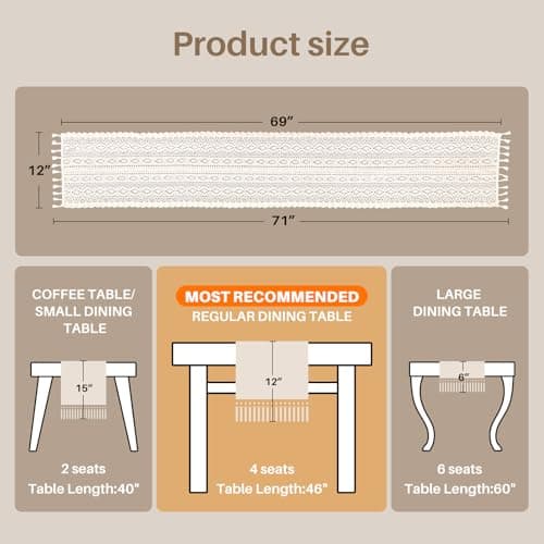 IVAPUPU Boho Table Runner with Tassels,Burlap Table Runners 72 Inches Long Room Decor Aesthetic Rustic Farmhouse Summer Decorations for Living Room Beige and Brown Patchwork (12x72 Inches) 7