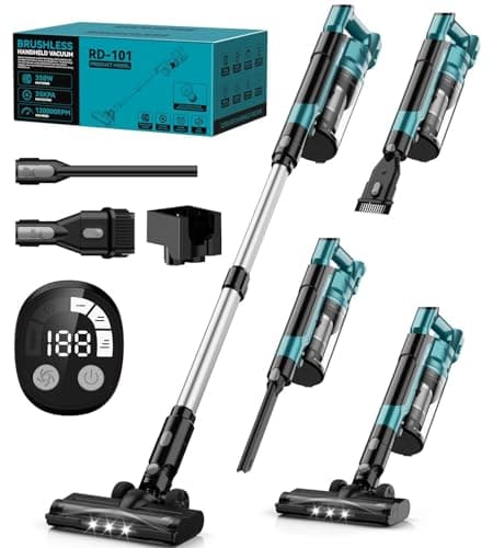 350W Cordless Vacuum Cleaner for Makita 18V Battery, 35kPa Brushless Lightweight Stick Vacuum with 3 Mode Suction, 6 in 1 Stick Vacuum Cleaner with HEPA for Floor, Carpet, Car (Battery Not Included)