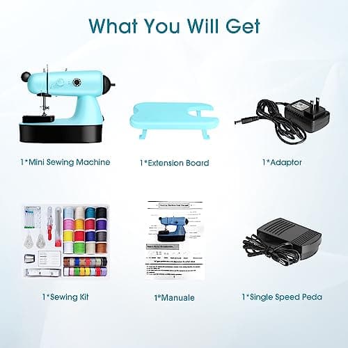 Mini Sewing Machine, Upgraded Electric Sewing Machine with Sewing Bag, Expansion Board, LED Light, Fast Stitch Suitable for Clothes,Cutains,Jeans,DIY Home Travel 7