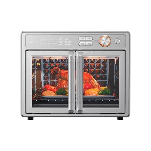 Midea Flexify Pro 10+4 Toaster Oven Air Fryer Combo, Graphene Juicy-Lock Cooking, French Door Countertop Oven, 450°F Flash Air Fry, 26.4 QT Stainless Steel