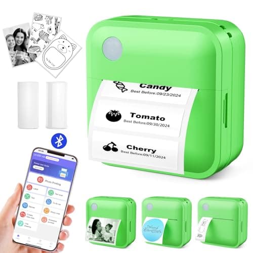 Doobuli Label Maker Machine with Tape - Thermal Label Printer Bluetooth Label Maker Machine, Mini Printer Sticker Maker for Home, Kitchen, School, Office Organization (Dark Green)