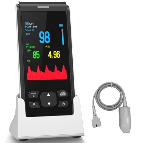 HealthTree Pulse Oximeter Rechargeable Fingertip Pulse Ox, Handheld Pulse Oximeter, Finger Blood Oxygen Saturation Monitor with SpO2 & Pulse Rate, Portable Oxygen Meter Finger for Adults