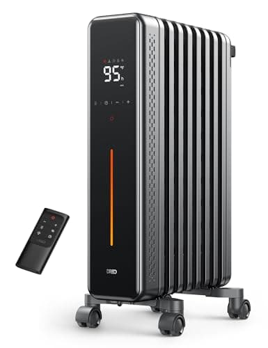 DREO Radiator Heater, 8 Safety Protection Oil Filled Radiator Heater for Indoor Use, 1500W Electric Heaters for Large Room, 8 Fins, with Remote, 4 Modes, Digital Thermostat, 24H Timer, Quiet