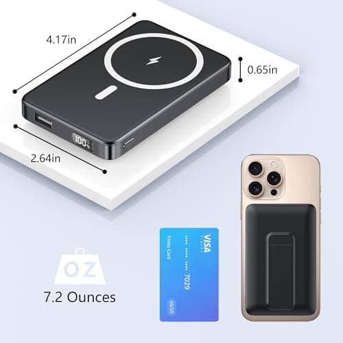 YUJE Magnetic Power Bank, for MagSafe Battery Pack 10000mAh, PD 20W USB-C Fast Portable Charger Power Bank, Wireless Battery for iPhone 17/16/15/14/13/12 Series 8