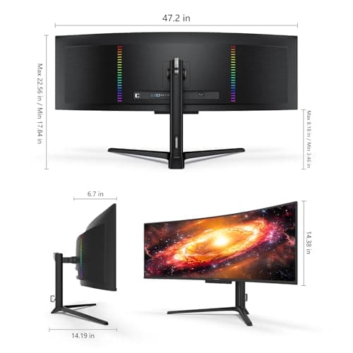 INNOCN 49" OLED Ultrawide Curved Monitor 5K2K 5120 x 1440p 144Hz, 0.03ms, Computer Monitor for AI PC, USB Type C 90W, HDMI 2.1, DisplayPort, USB Hub, Speakers, Adaptive-Sync, Adjustable Stand, Black 7