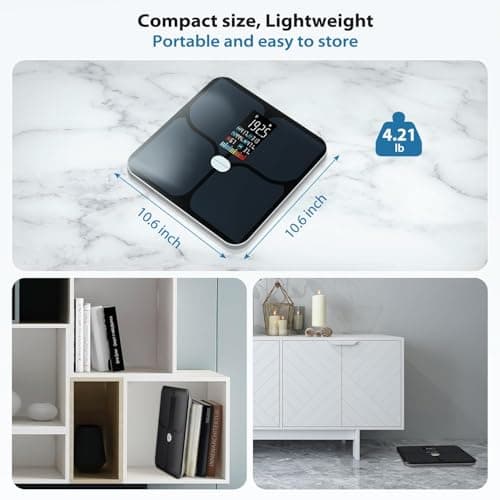 ABLEGRID Body Fat Scale,Digital Smart Bathroom Scale for Body Weight, Large Color Display Screen, 16 Body Composition Metrics BMI, Water Weigh, Heart Rate, Baby Mode, 400lb, Rechargeable 9