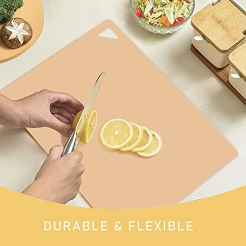 7 Pieces Plastic Flexible Cutting Boards for Kitchen, Non Slip Cutting Mats with Food Icons, Easy-Grip Handles, BPA- Free, 15"x12" 5