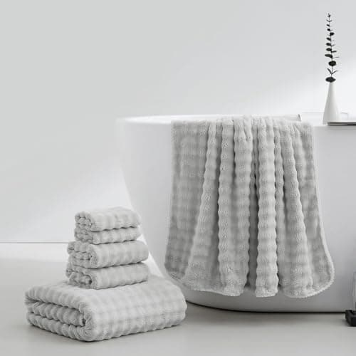 HVMS Oversized Bath Towels 40x80 Inches Extra Large Bath Sheets for Adults Thick Super Soft Quick Dry Highly Absobent Microfiber Shower Towels (Grey, 2PCS) 2