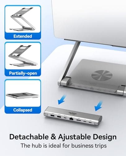 4URPC Laptop Docking Station Stand 4K@60Hz for MacBook Pro/Air M3/M4, Dell/HP/Surface/Lenovo/Chromebook, Laptop USB Hub Stand with HDMI, 3 USB, Ethernet, PD 3.0, Adjustable Dock with 360° Rotate Base 5