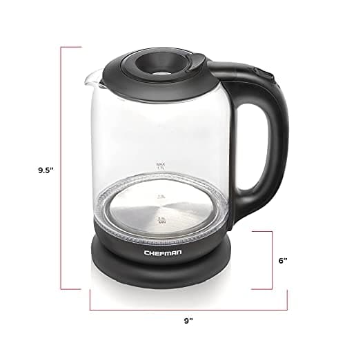 Chefman 1.7 Liter Electric Kettle With Easy Fill Lid, Cordless With Removable Lid And 360 Swivel Base, LED Indicator Lights 9