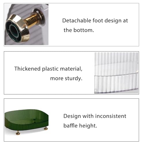 RAMFIYN Clear Acrylic Perfume Tray, Round Makeup Bathroom Trays for Counter, Decorative Vanity Trays for Bathroom Countertop for Dresser Tops - Green 6