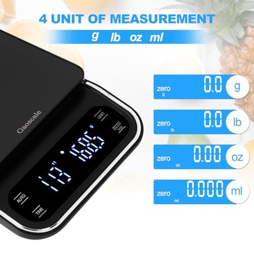 Gaoscale Coffee Scale With Timer - Digital Espresso Scale Rechargeable, Back-Lit LCD Display, 4 Units, 3kg/0.1g High Precision 7
