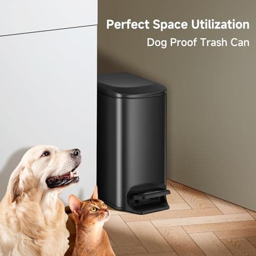 TIPGO Slim Bathroom Trash Can with Lid Soft Close, Step Pedal, 6 Liter / 1.6 Gallon Stainless Steel Trash Bin, Small Garbage Cans for Bedroom, Office, Kitchen (Matte Black) 7