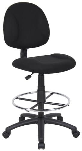 Boss Office Products B1615-BK Ergonomic Works Drafting Chair Without Arms in Black, Mid-Back