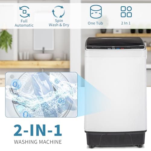 ROVSUN 17.6LBS Full Automatic Washing Machine and 1.5CuFt Portable Clothes Dryer Set, Compact Laundry Washer and Dryer Combo Set with Stainless Steel Inner Tub, for Apartment, Dorms, Home 6