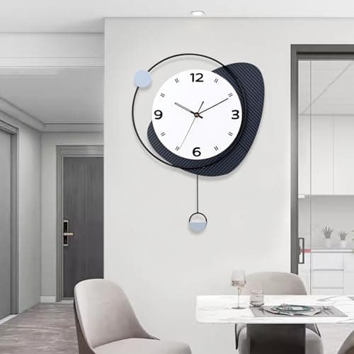 Dankeit Decorative Wall Clock with Pendulum, Silent Quartz Battery Operated, Large Wall Clock for Living Room, Kitchen, Home, Bathroom, Bedroom Wall Decor,15x20.5 inch