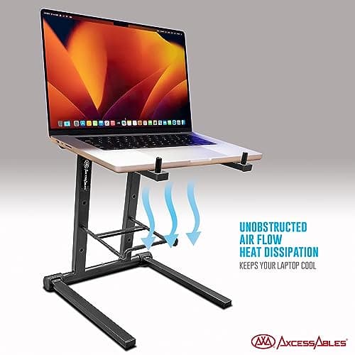 AXA AXCESSABLES DJ Laptop Stand with Travel Bag | Portable Foldable Aluminum Laptop Stand for Laptops up to 15 inches and 20lbs | No Assembly Required, Includes Carrying Bag 7