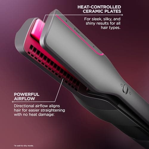 Shark Flex Fusion Hair Straightener & Powerful Hair Dryer with Fusion Hair Brush, Air Styler with Auto-Wrap Hair Curlers, Concentrator, & Frizz Fighter, Metallic Mist, HD651S 8
