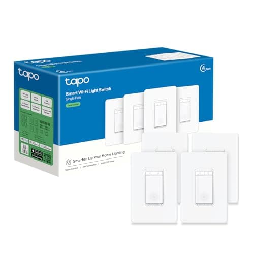 TP-Link Tapo Smart Dimmer Switch, Single Pole, Neutral Wire Required, 2.4GHz Wi-Fi Light Switch Compatible with Alexa and Google Home, UL Certified, No Hub Required, White, Tapo S500D(4-Pack)
