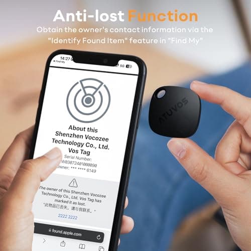 ATUVOS Air Tracker Tags-4 Pack, Bluetooth Luggage Tracker Works with Apple Find My APP (iOS Only, Not for Android), Keys Finder and Item Locator for Luggage, Backpack, Suitcases, Replaceable Battery 6