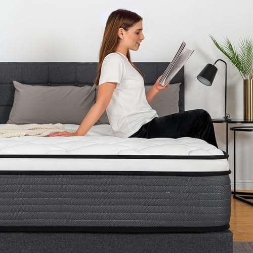 PAMYO Queen Mattress, 12 Inch Pillow Top Hybrid Mattress in a Box Medium Firm Fiberglass-Free, Soft Breathable Pressure Relief Memory Foam Pocket Innerspring Bed, CertiPUR-US Certified 7