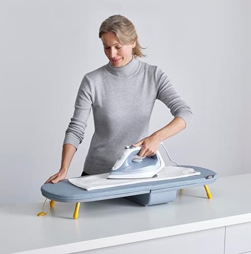 Joseph Joseph Pocket Folding Tabletop Ironing Board with Iron Holder and Wall Mount, Compact Space-Saving, Grey/Yellow 6