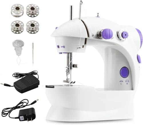 Mini Sewing Machine,Portable Sewing Machine for Beginners Adult Kids, 2-Thread 2-Speed 2-Switches Electric Crafting Mending Machine Travel Automatic