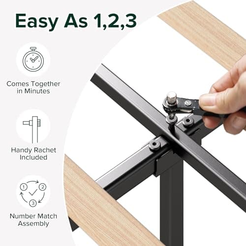 Zinus Queen Maya Upholstered Bed Frame with Asymmetric Headboard, Durable Wooden Slats, Sturdy Framework, Noise Free Sleep, No Box Spring Needed, Easy Assembly, Eco Friendly Packaging, Dark Grey 6