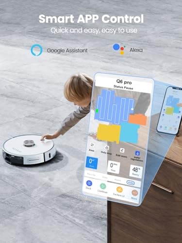 HONITURE Robot Vacuum Cleaner, G20 Robot Vacuum and Mop Combo 3 in 1, 4000pa Strong Suction, Self-Charging, App&Remote&Voice Control, Compatible with Alexa, Ideal for Carpet, Hard Floor, Pet Hair. 6