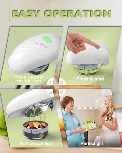 COOBIIYA Electric Can Opener, Rechargeable Cordless Automatic Electric Can Opener for Seniors, Smooth Edge for Kitchen, White 6