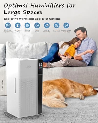 Mifasol Humidifier Large Room Warm and Cool Mist, 5.3Gal/20L Humidifiers for Home 1500 sq ft, Double Nozzles Whole House Humidifier, Humidifiers for Bedroom Plants Office Commercial Large Areas, White 9