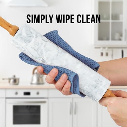 Zulay Kitchen 17-Inch Marble Rolling Pin With Stand - Polished Marble Rolling Pins For Baking With Long Beechwood Handle - Non-stick Roller Pin For Baking Pastries, Bread & Pizza 7