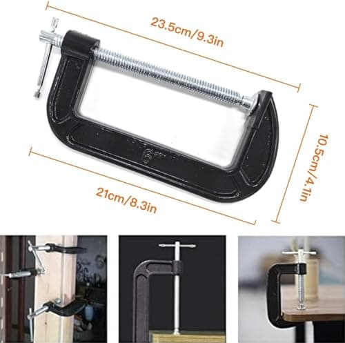 6 Inch C-Clamp Set, 2-5/8 Inch Throat Depth Heavy Duty Steel C Clamp Industrial Strength C Clamps for Woodworking, Welding, and Building(1Pc) 7