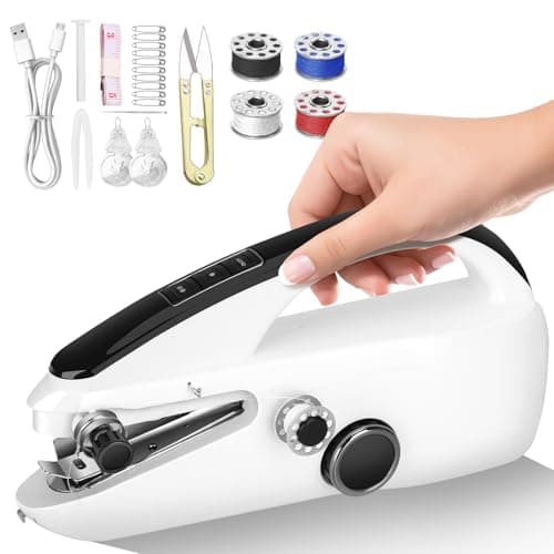 Mini Sewing Machine Upgrade - Portable Handheld Electric Sewing Machine with Dual Speed & Power Modes - Quick Stitch for Home Travel DIY Repairs